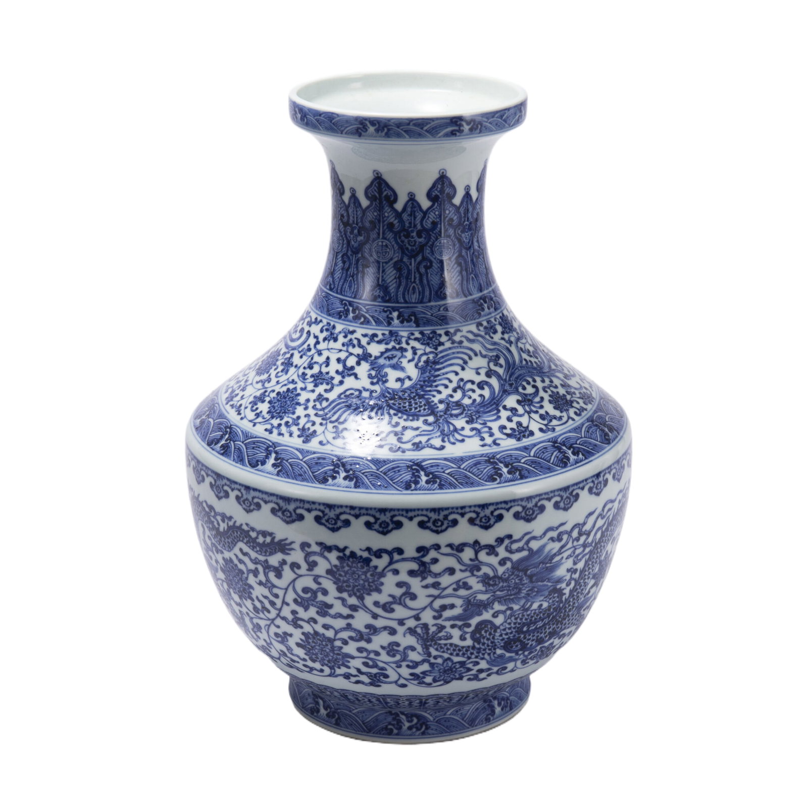A CHINESE BLUE AND WHITE PORCELAIN VASE, QIANLONG (1 of 10)