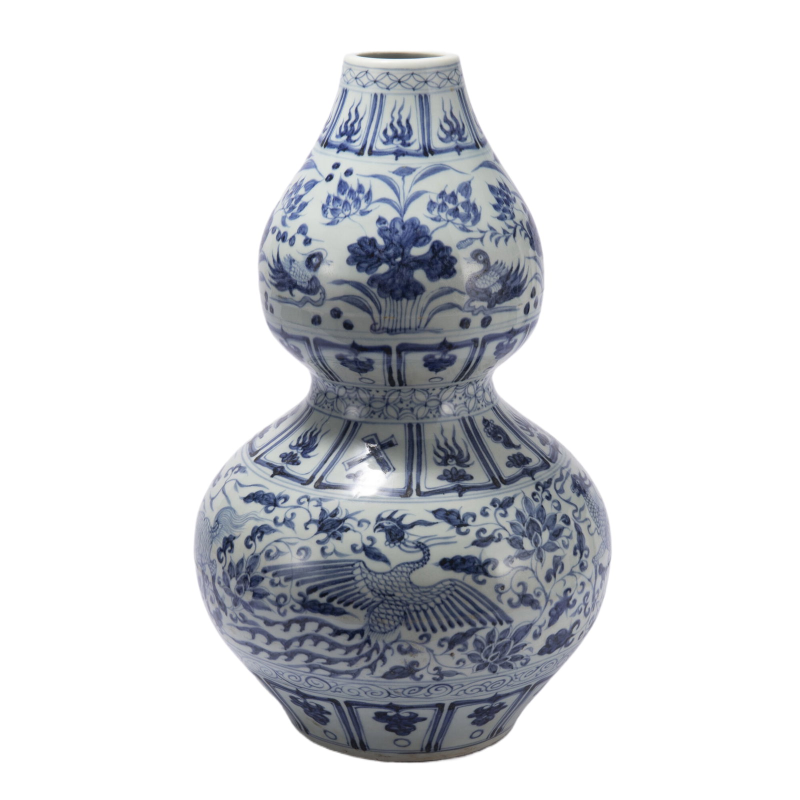 A CHINESE BLUE AND WHITE DOUBLE GOURDS VASE (1 of 10)