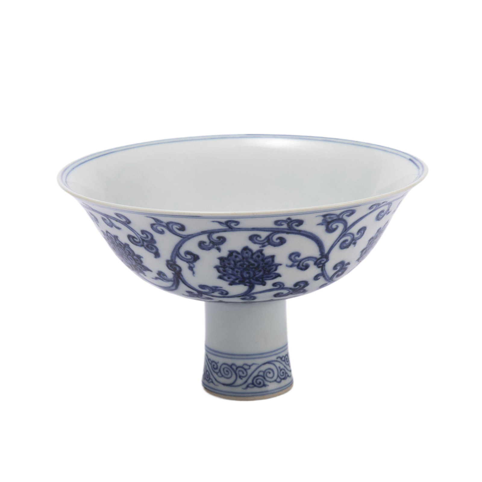 A BLUE AND WHITE PORCELAIN STEM-BOWL,MING (1 of 11)