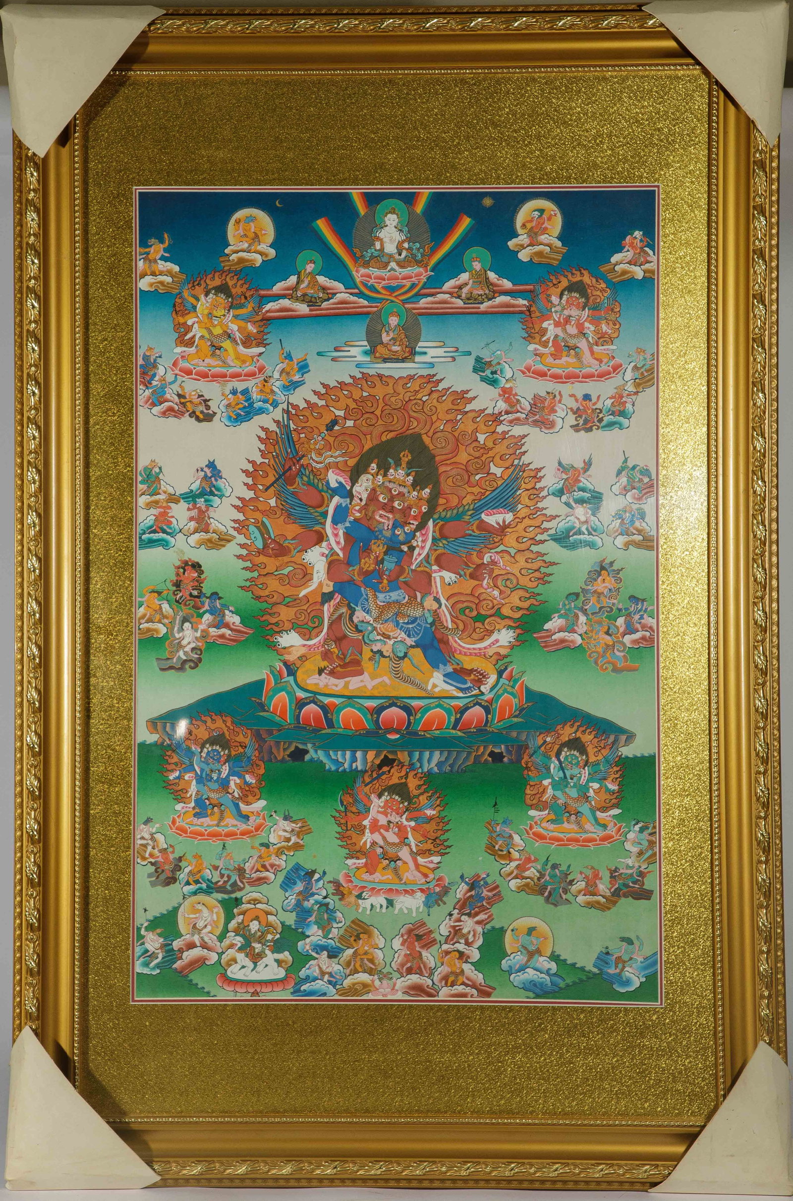 A CHINESE TIBETAN THANGKA OF WRATHFUL DEITIES (1 of 8)
