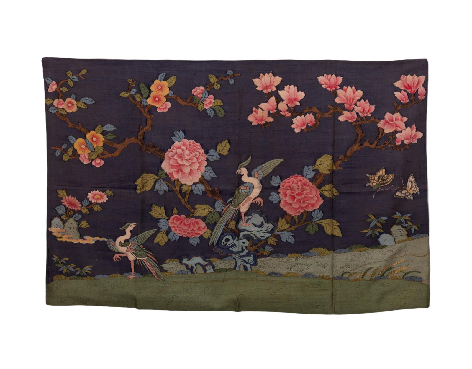 A CHINESE KESI "BIRDS AND FLOWERS" TEXTILE PANEL (1 of 10)