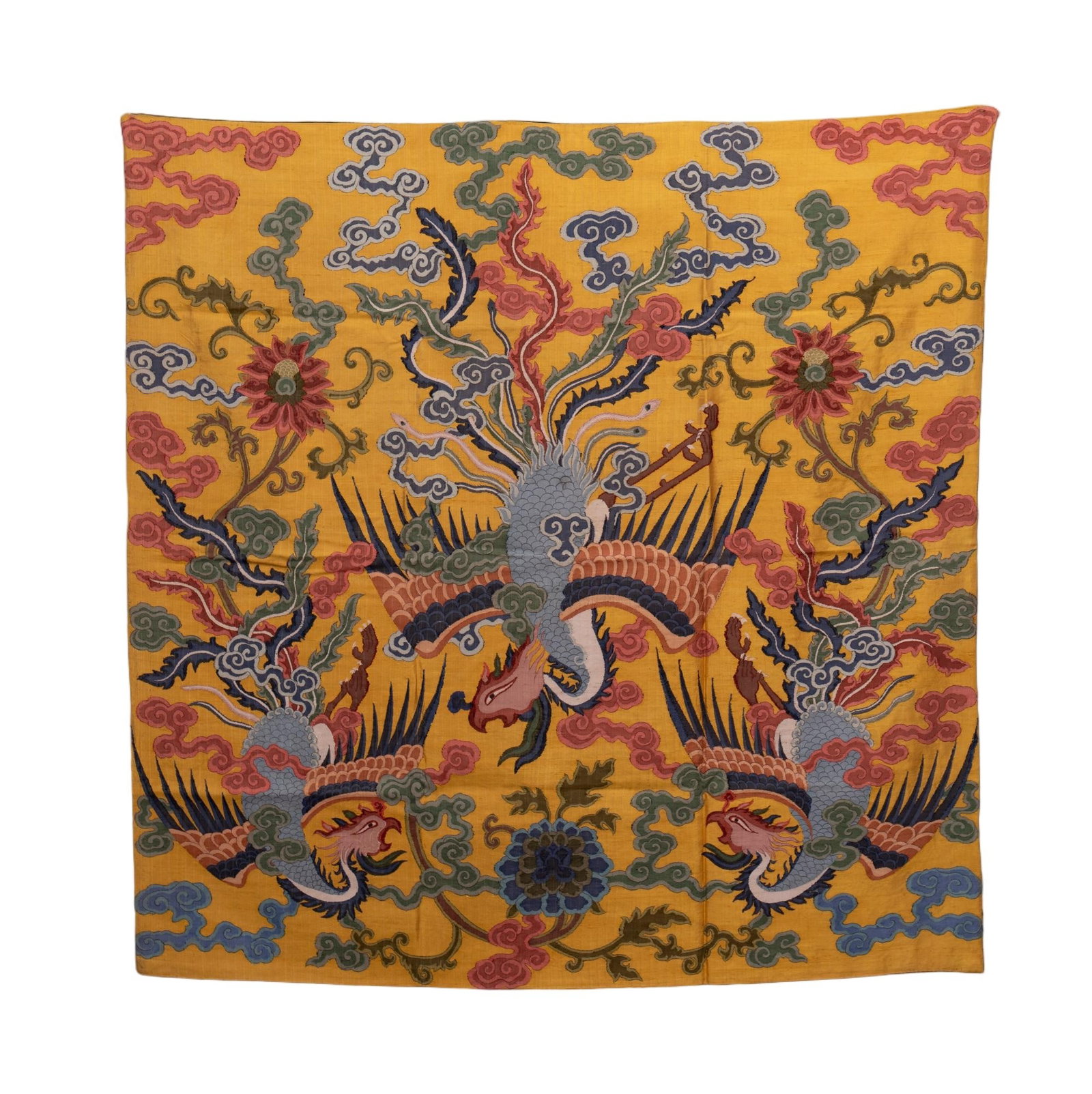 A CHINESE KESI THREE PHOENIXES TEXTILE PANEL (1 of 10)
