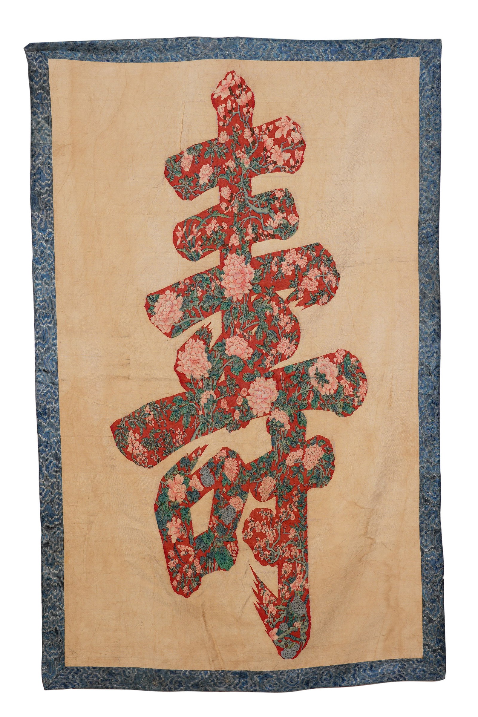 A CHINESE KESI 'SHOU' LONGEVITY HANGING (1 of 6)