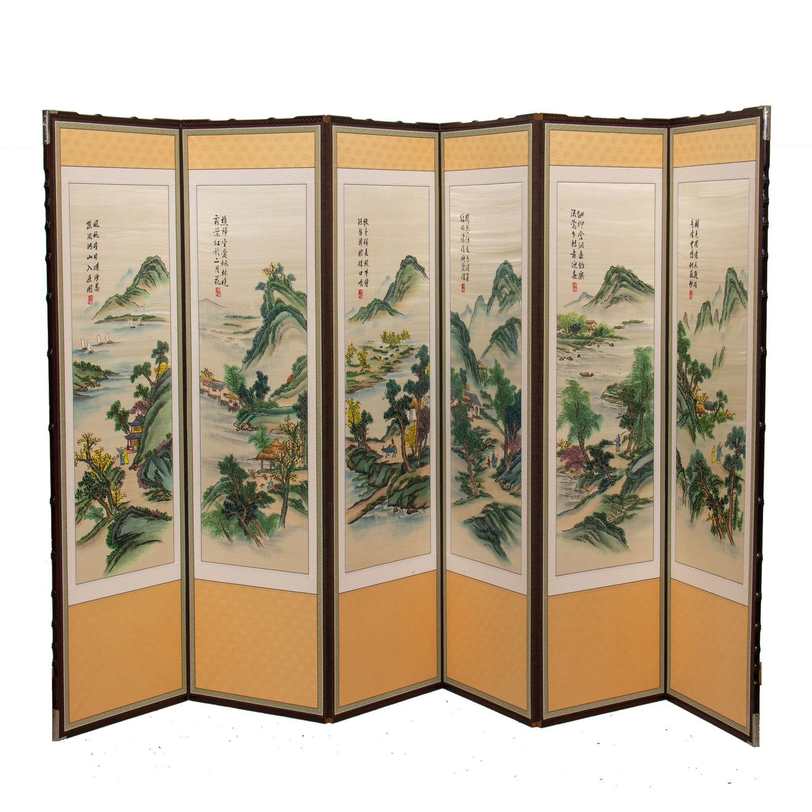 A CHINESE SIX-PANEL LANDSCAPE SCREEN (1 of 20)