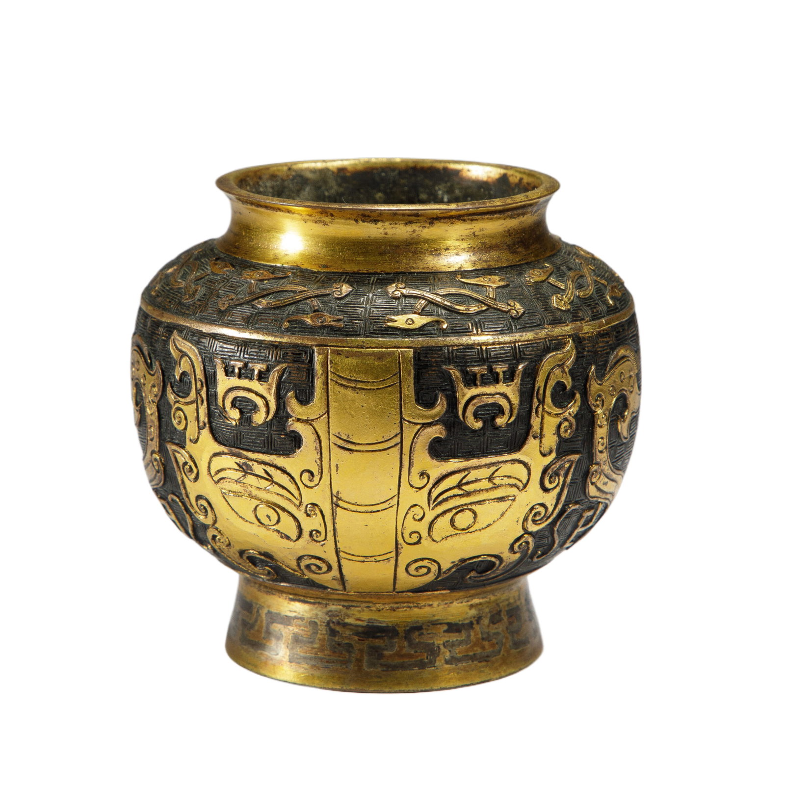A CHINESE GILT BRONZE TAOTIE CENSER (1 of 7)