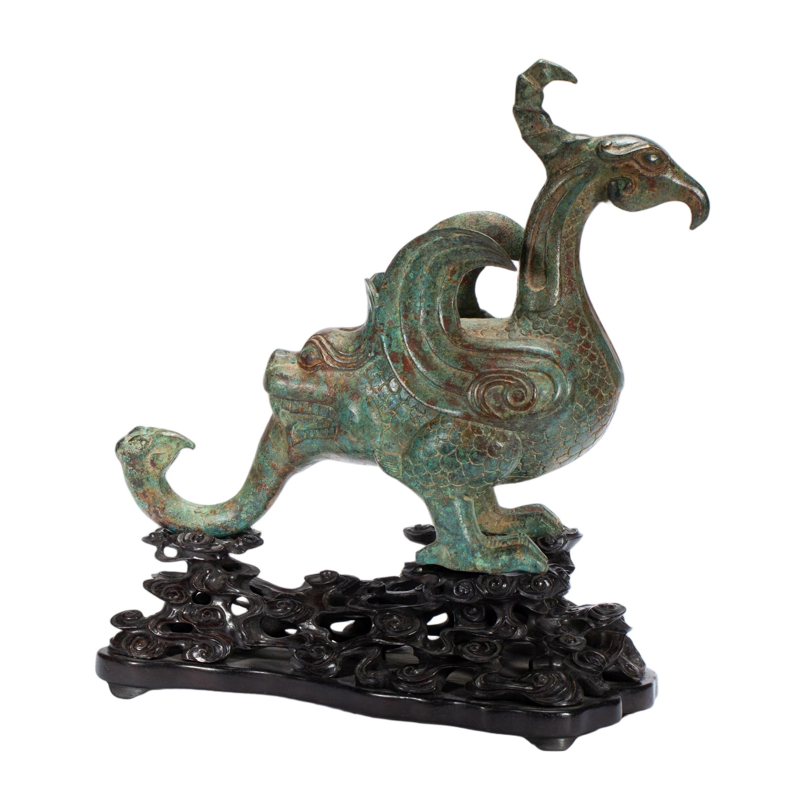 CHINESE BRONZE PHOENIX BEAST FIGURE (1 of 9)