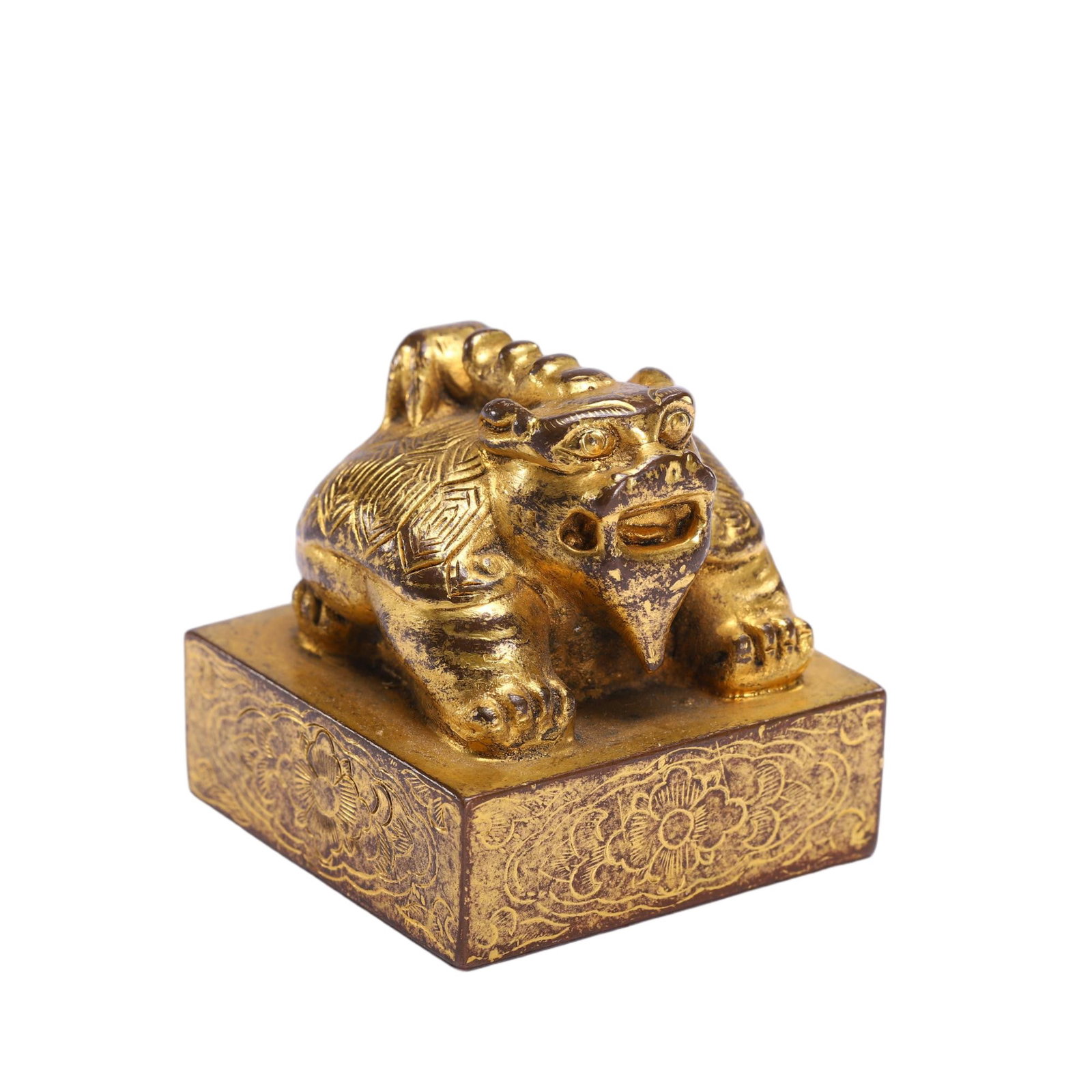 CHINESE GILT-BRONZE DRAGON-TURTLE SEAL (1 of 9)