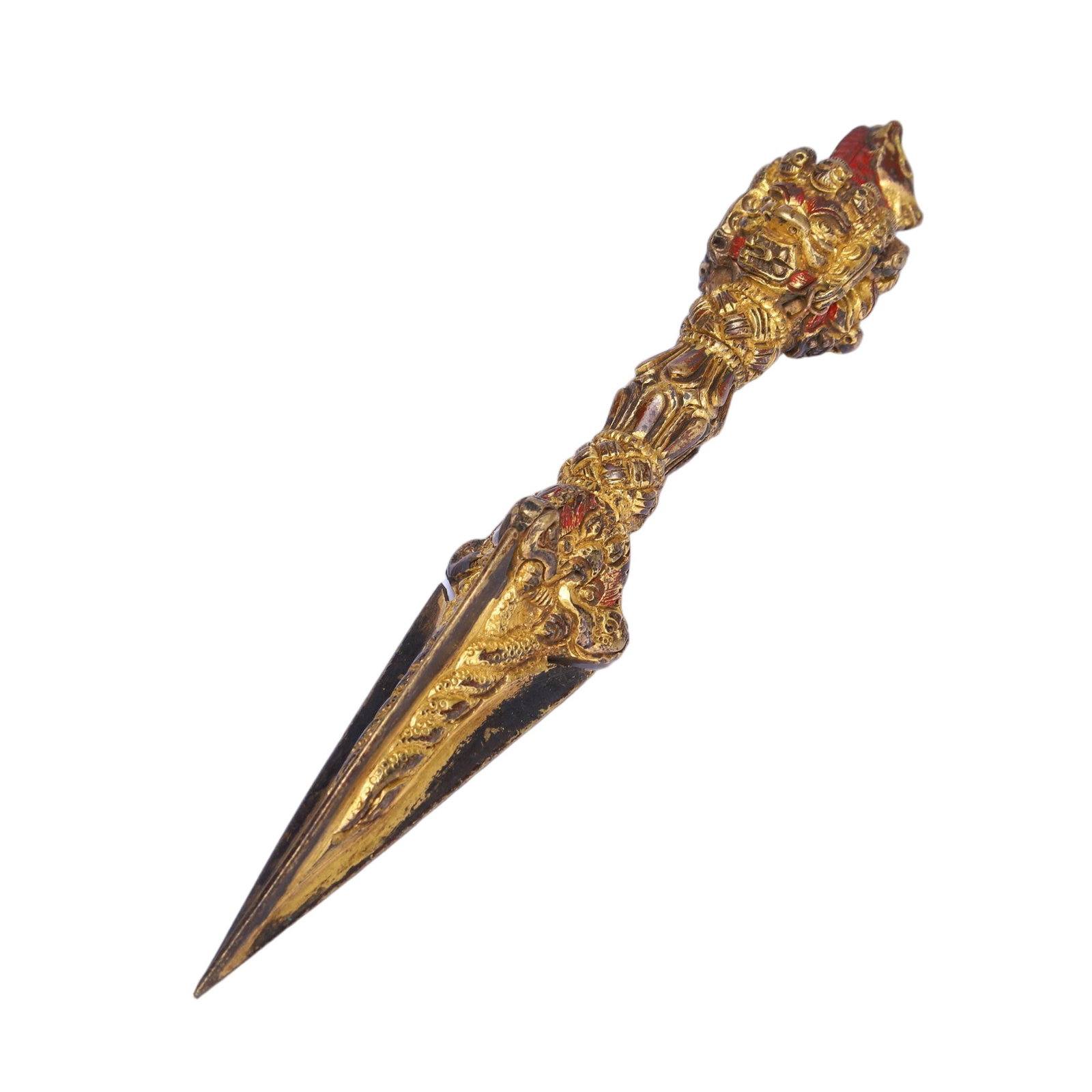 A CHINESE GILT-BRONZE PHURBA RITUAL DAGGER (1 of 9)