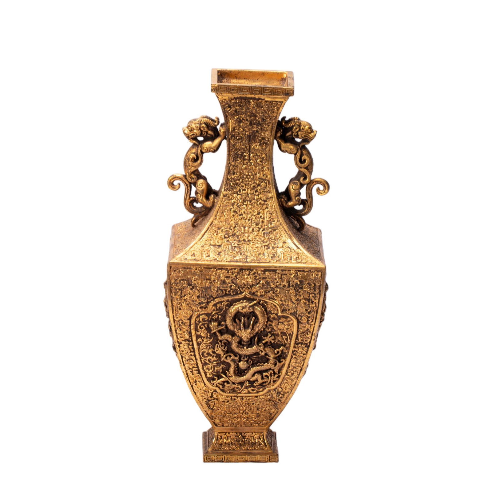 CHINESE GILT-BRONZE DRAGON VASE (1 of 12)