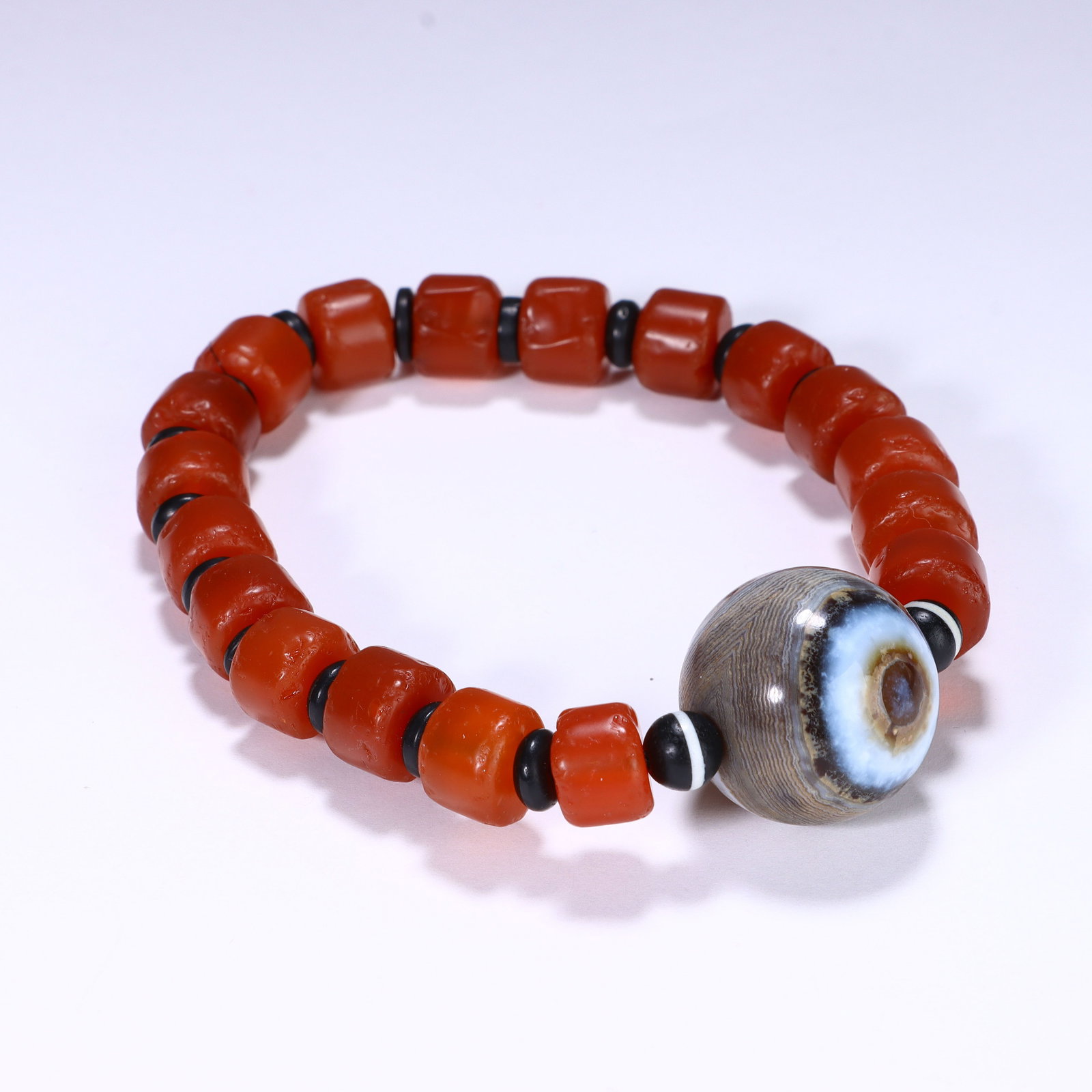 CHINESE SINGLE EYE DZI BEAD MALA BRACELET - 2