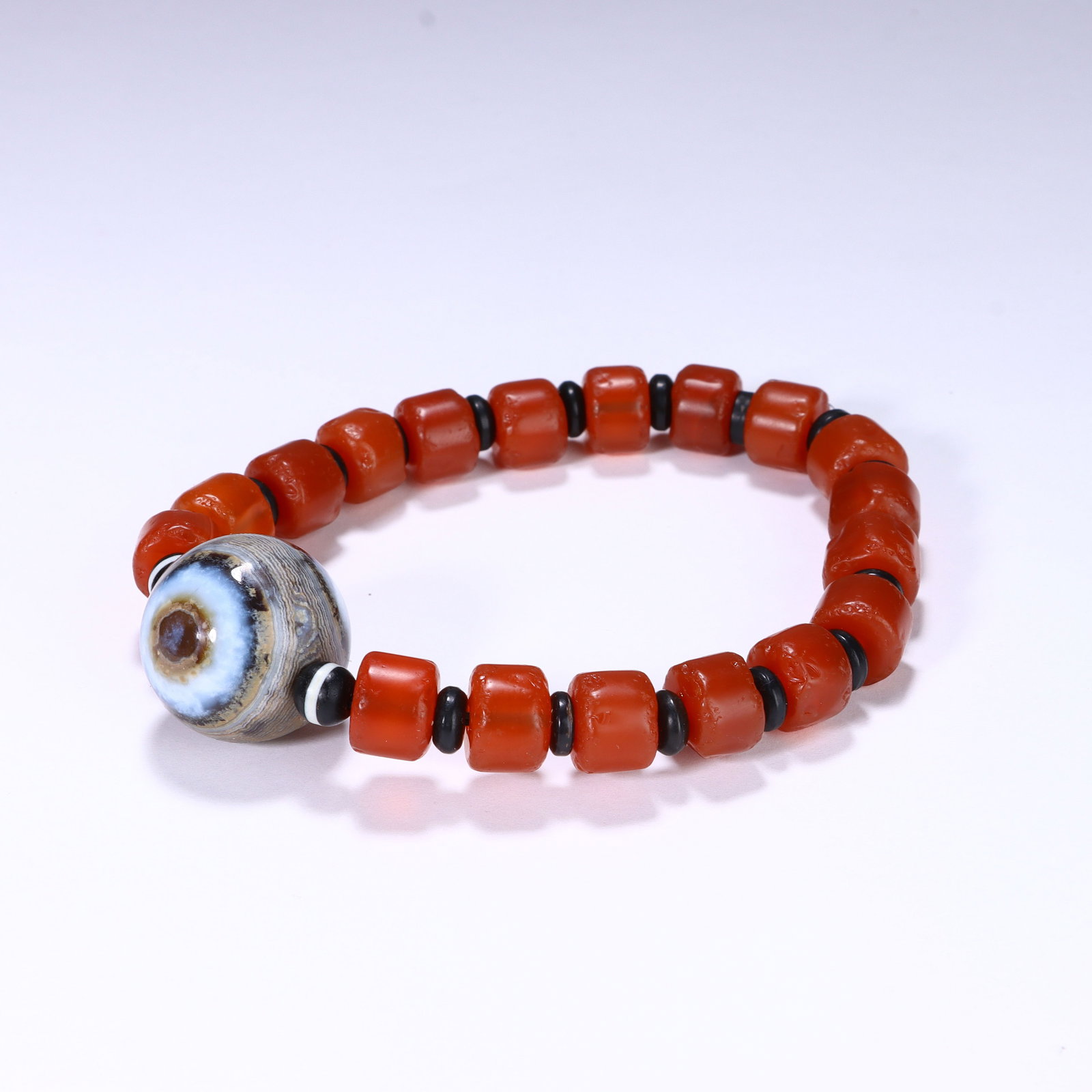 CHINESE SINGLE EYE DZI BEAD MALA BRACELET - 3