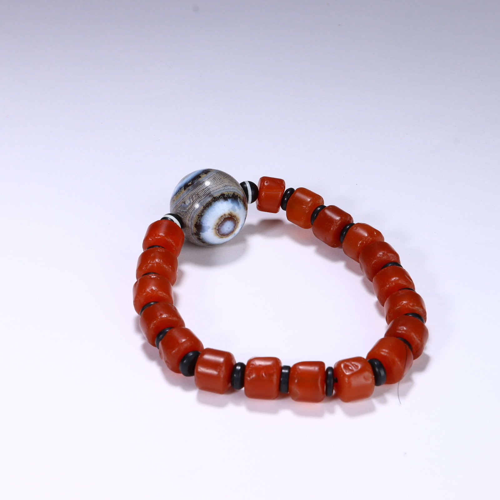CHINESE SINGLE EYE DZI BEAD MALA BRACELET - 4