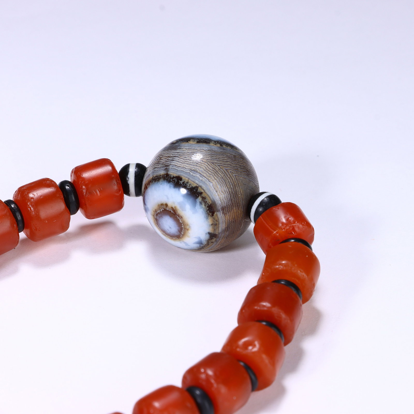 CHINESE SINGLE EYE DZI BEAD MALA BRACELET - 5