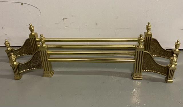 Brass Fireplace Fender Pair: 2 Brass fireplace fenders, 33.5" and 27.5", both are 8.5" tall
