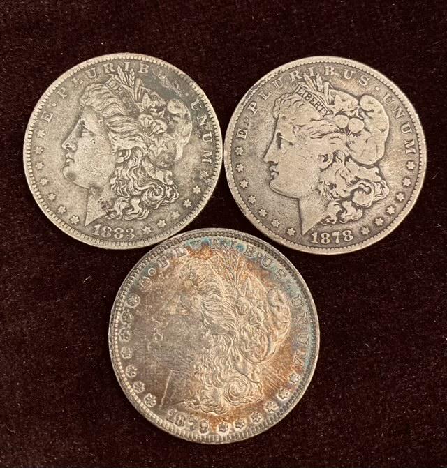 Lot of 3 Morgan Silver Dollars (1 of 8)