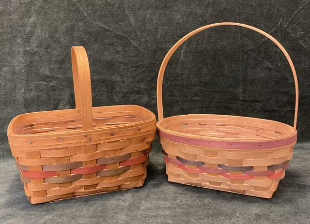 Lot of 2 Longaberger Baskets with multi color trim (1 of 6)