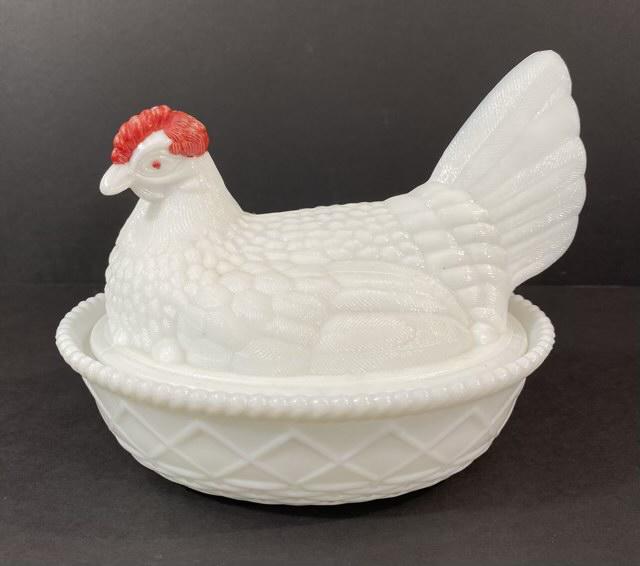 Vintage Milk Glass Chicken with Lid (1 of 5)