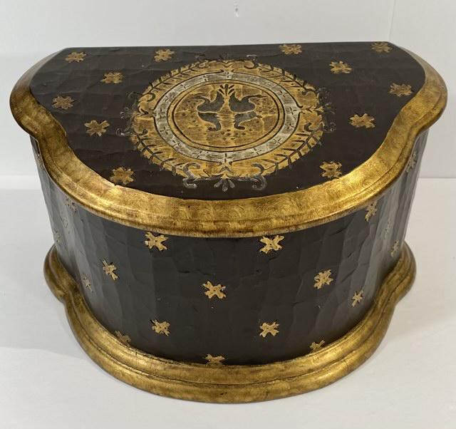Decorative Black/Gold Box: Decorative black and gold lidded box, 13" x 7.5" x 7.5"