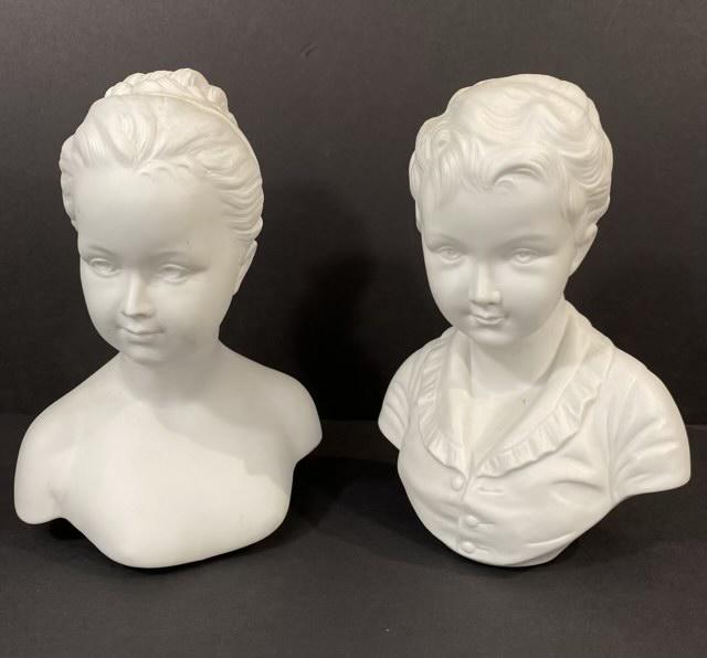 White Ceramic Bust Pair (1 of 4)