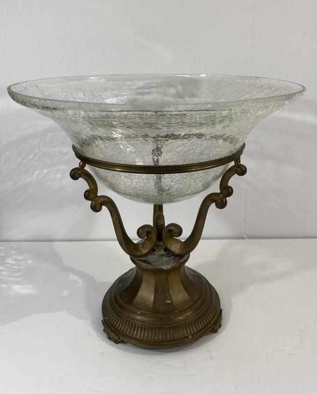 Brass Stand with Decorative Glass Bowl (1 of 3)