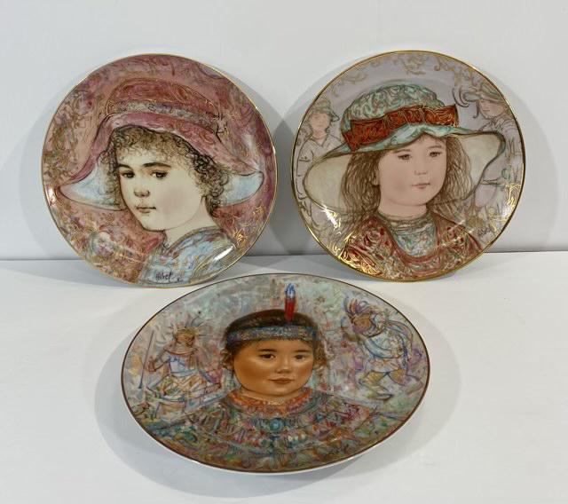 Edna Hibel Collector Plates - 3: 3 - 9.5" collector plates with Edna Hibel designs