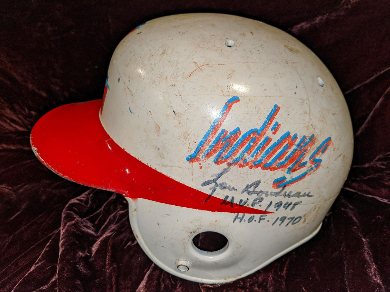 Lou Boudreau signed helmet (1 of 6)