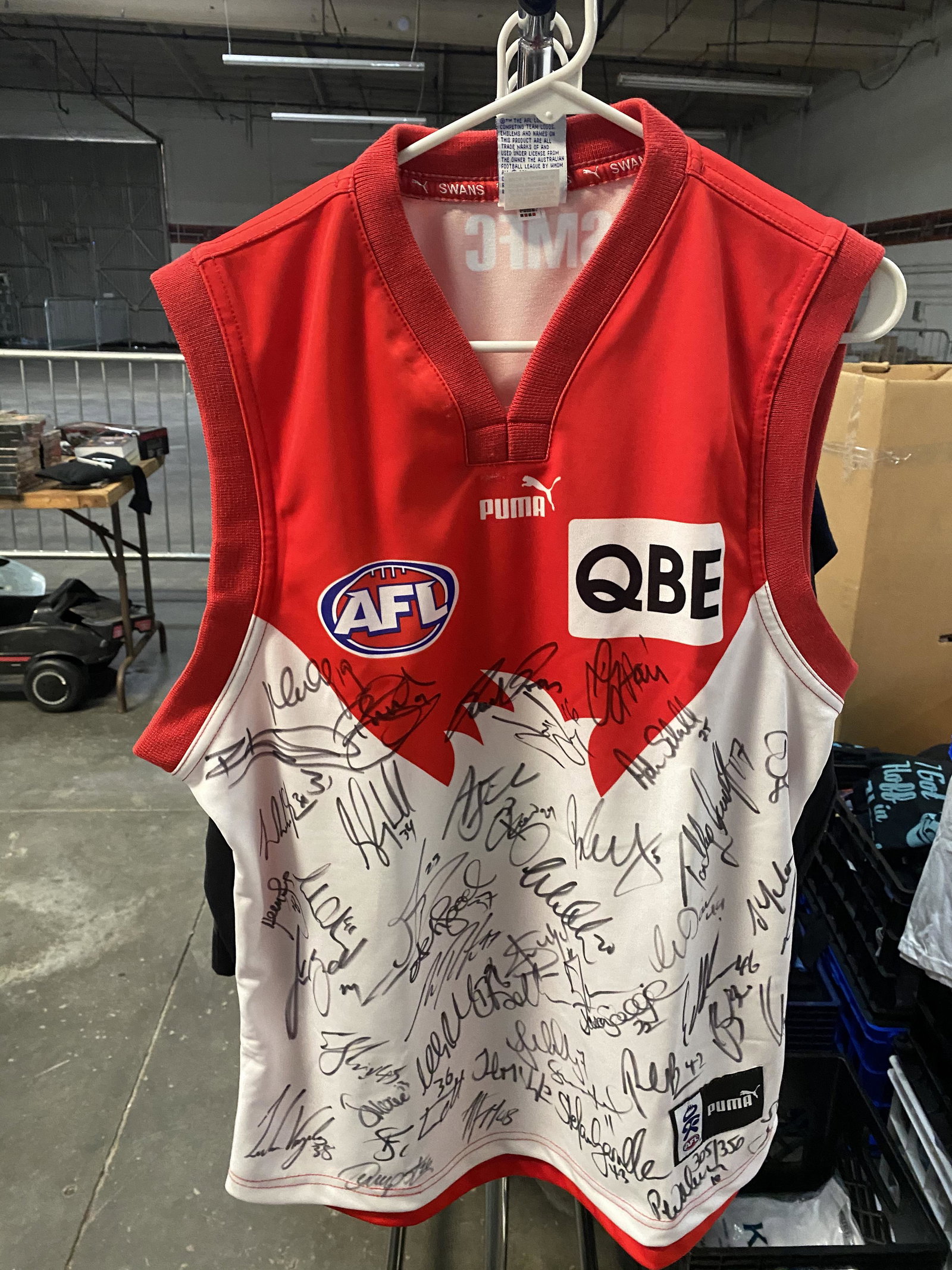AUSTRALIAN FOOTBALL LEAGUE JERSEY: SYDNEY SWANS TEAM SIGNED JERSEY YEAR?