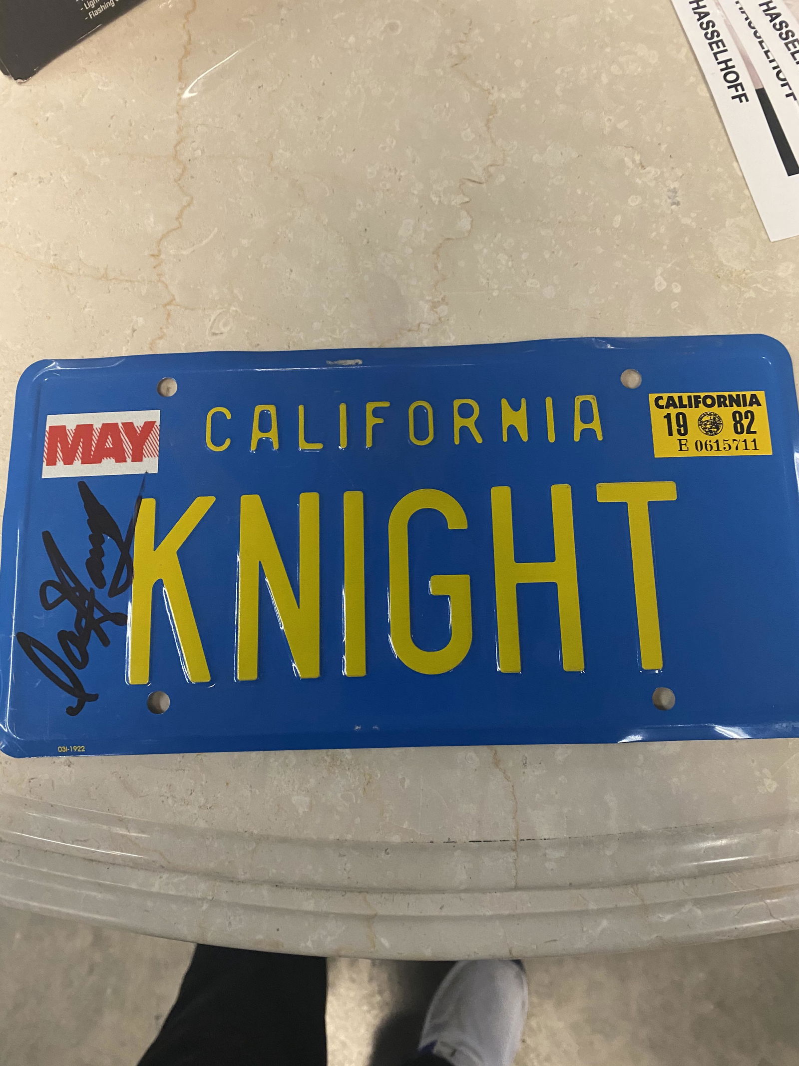 Knight Personalized License Plate Autographed Jan 23 2021 Diligent Auction Services In Ca