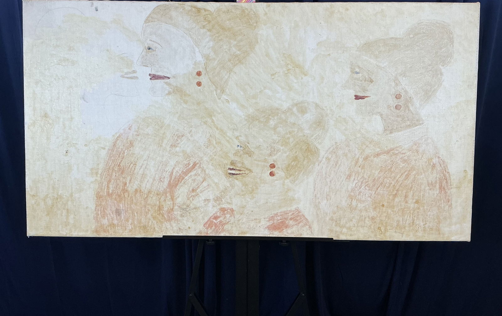 "FIGURES" ORIGINAL ACRYLIC ON CANVAS BY LEE GODIE 1970 (1 of 3)