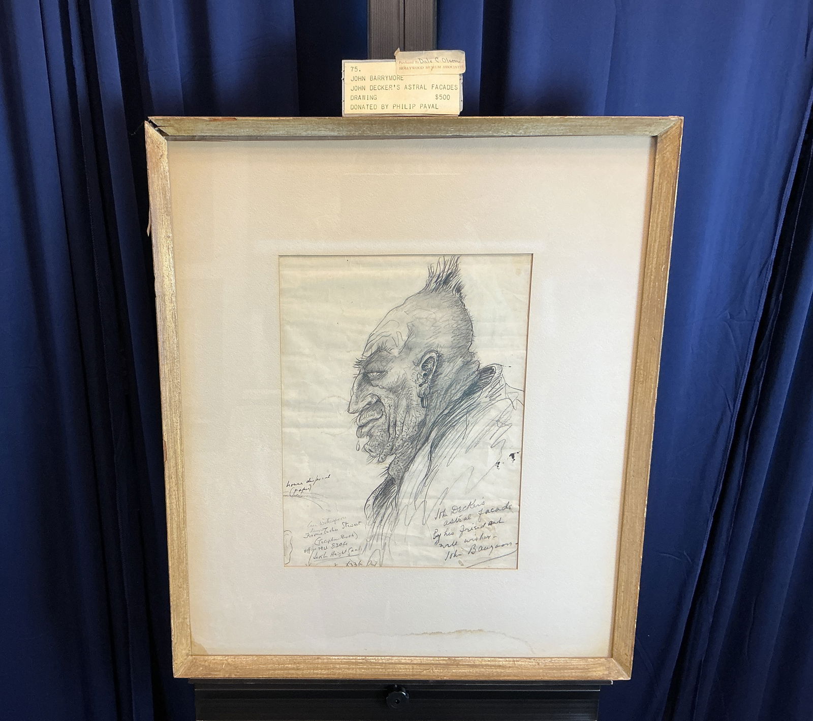 "JOHN DECKER ASTRAL FAÇADE" ORIGINAL DRAWING BY JOHN BARRYMORE SIGNED (1 of 3)