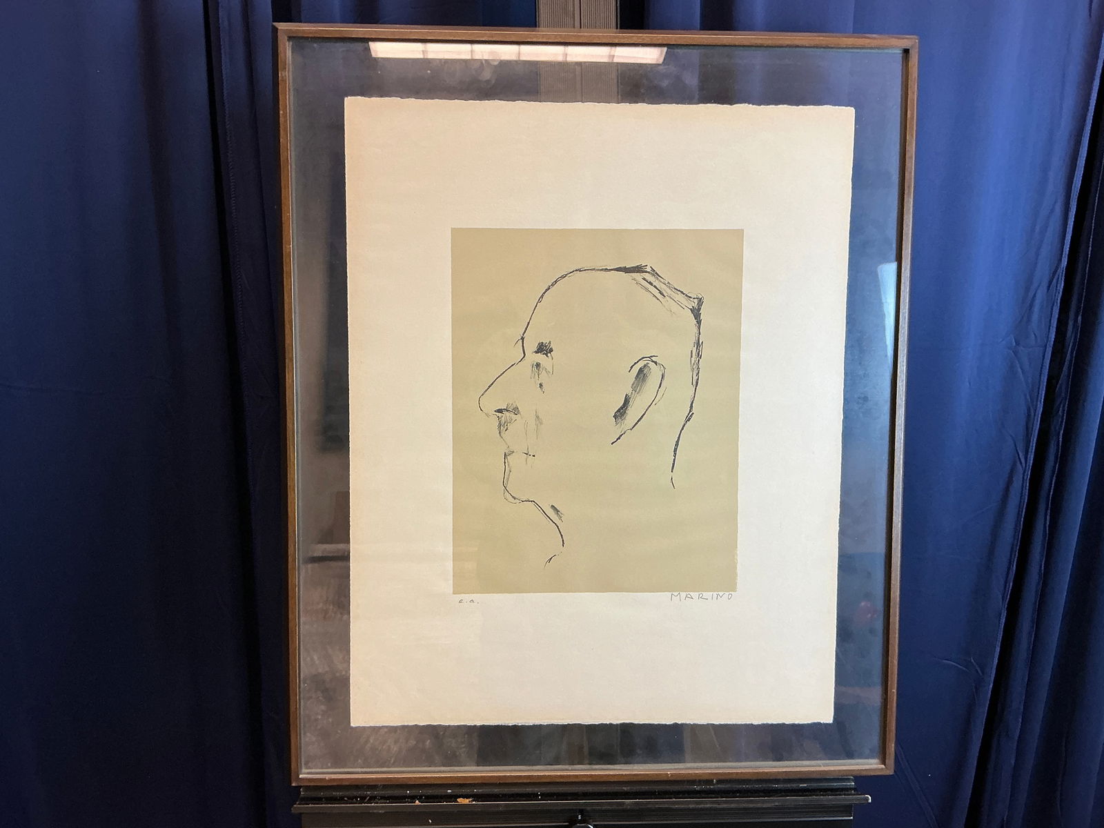 "THOMAS MANN" LITHOGRAPH SIGNED NUMBERED E.A. BY MARINO MARINI DTD 1954: FRAMED 21" X 28"