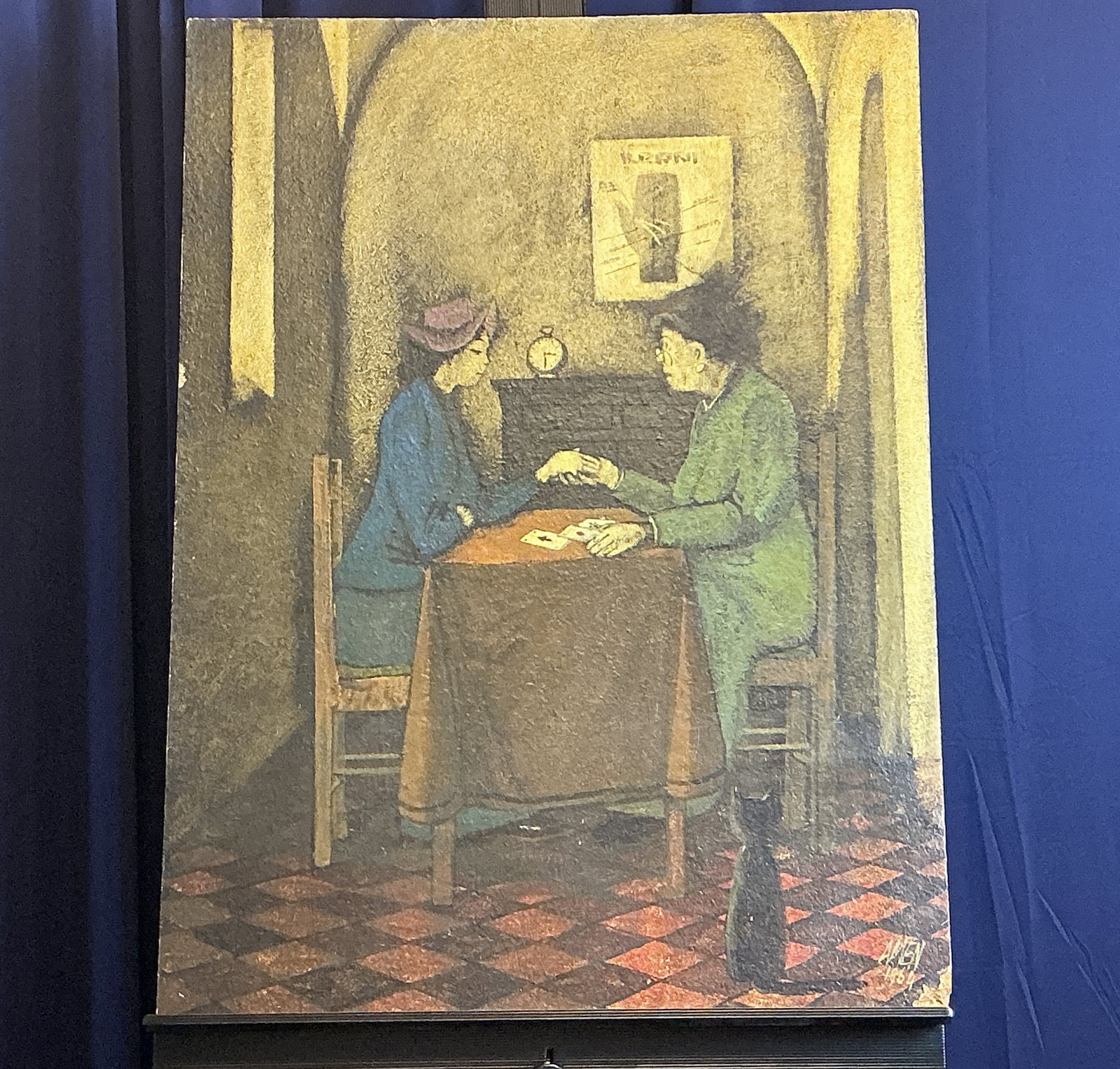 DUAL SIDED OIL ON BOARD SIGNED IRVING AMEN DTD. 1964/65: UNFRAMED BOARD 21" X 28" DUAL SIDED PAINTINGS