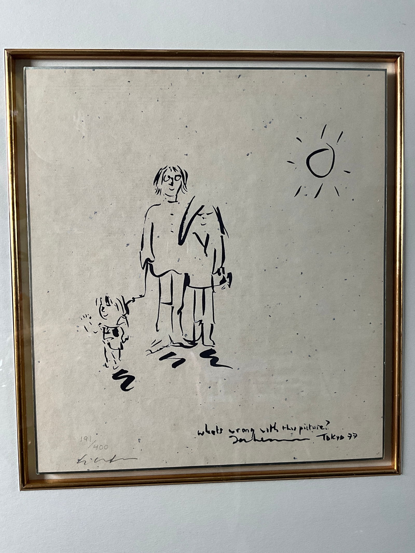 JOHN LENNON "WHAT'S WRONG WITH THIS PICTURE" HAND SIGNED 191/400: FRAMED 21" X 19"