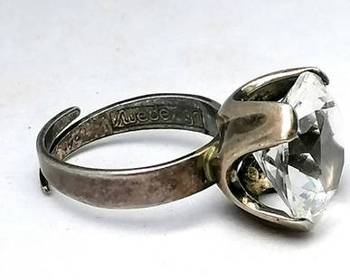 Swedish silver ring by Bengt Hallberg, Swedesign set: Swedish silver ring by Bengt Hallberg, Swedesign set with a white stone (rock crystal?)