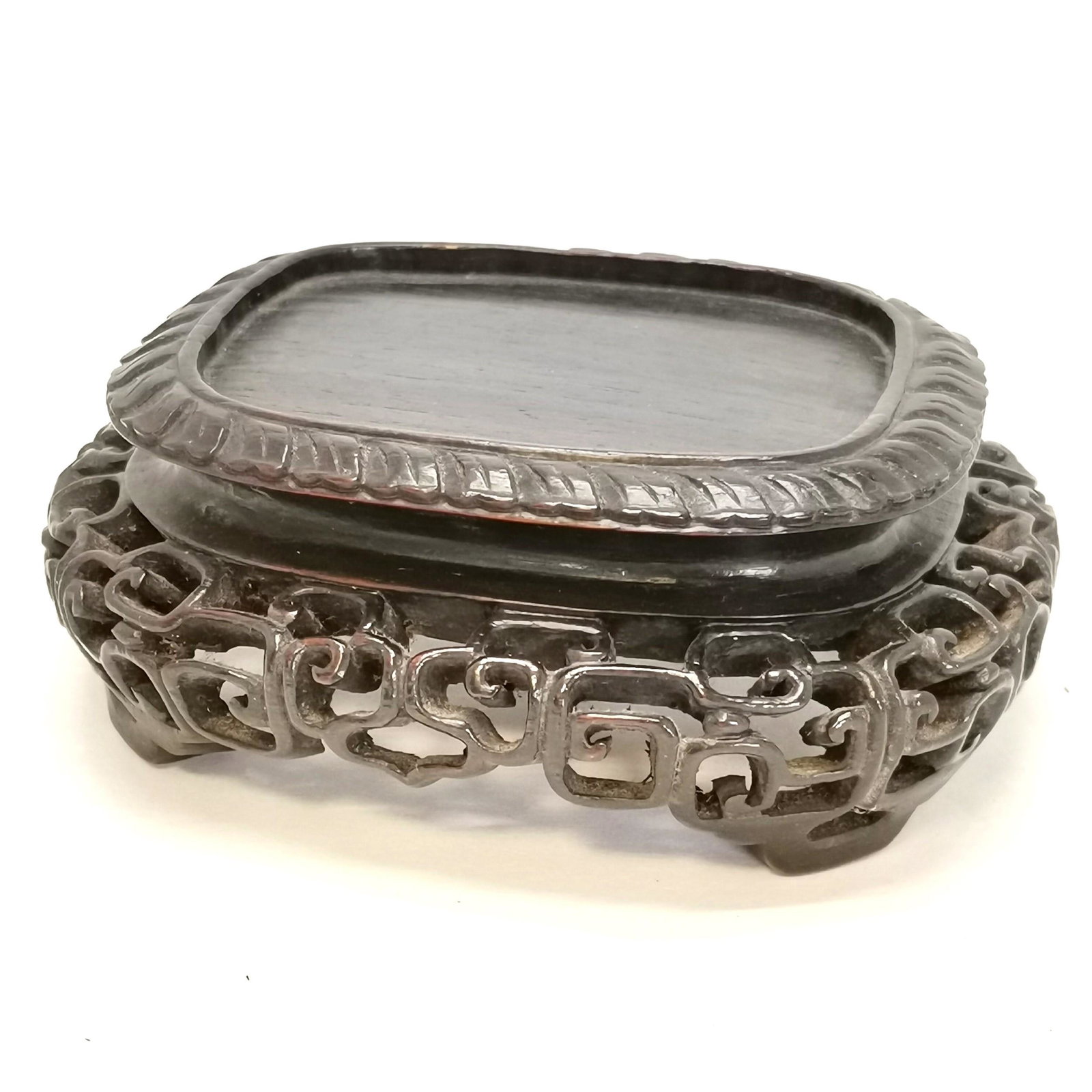 Antique oriental hand carved stand with pierced gallery (1 of 4)