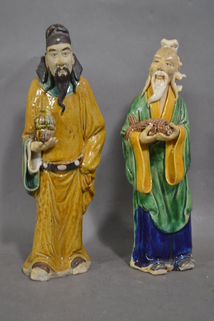 2 10.5" EARLIER CHINESE MUD MEN (1 of 3)