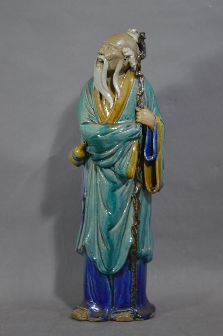 17.5" LARGE CHINESE HAND BUILT ANTIQUE MUD MAN FIGURE (1 of 3)