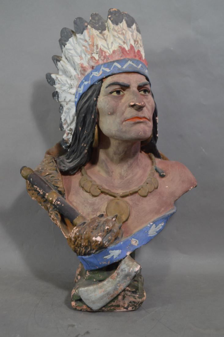 21 " REDWARE CIGAR STORE COUNTER TOP CIGAR STORE INDIAN: 21 " REDWARE CIGAR STORE COUNTER TOP CIGAR STORE INDIAN PAINT LOSSES , WEAR.