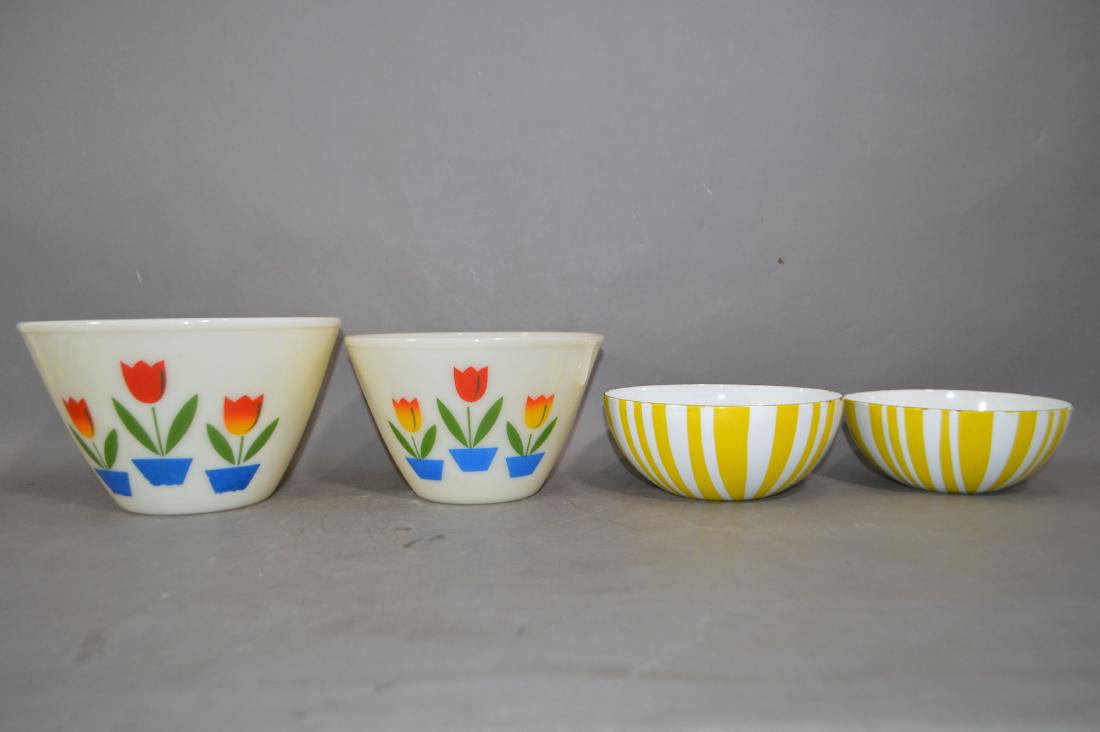 2 CATHARINE HOLM ENAMELED BOWLS AND 2 FIRE KING TULIP (1 of 6)