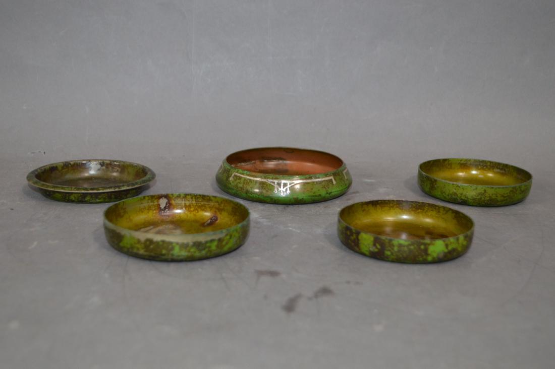 HEINTZ ART MISSION SILVER OVER BRONZE COASTER AND (1 of 5)