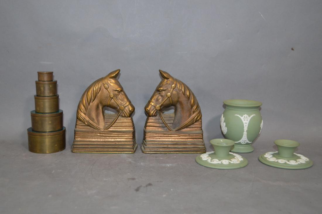 ANTIQUE CAST BRASS HORSE BOOKENDS, ENAMELED BRASS (1 of 5)