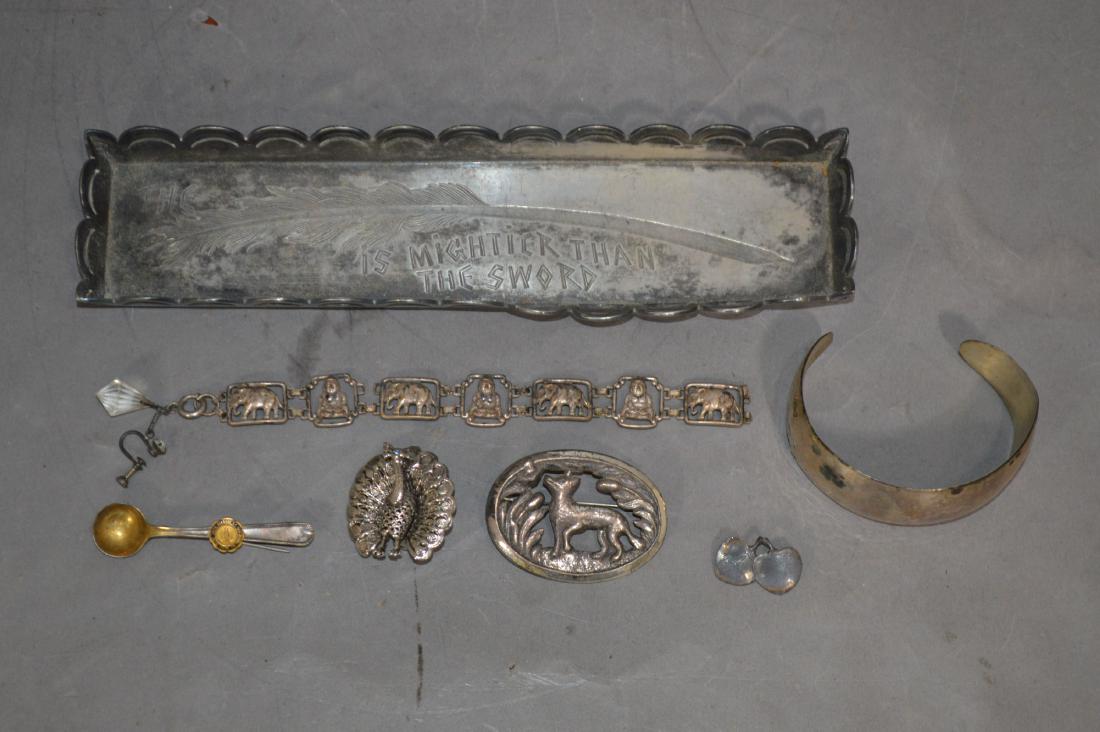 STERLING SILVER PENS AND NECKLACES AND SILVERPLATE TRAY (1 of 3)