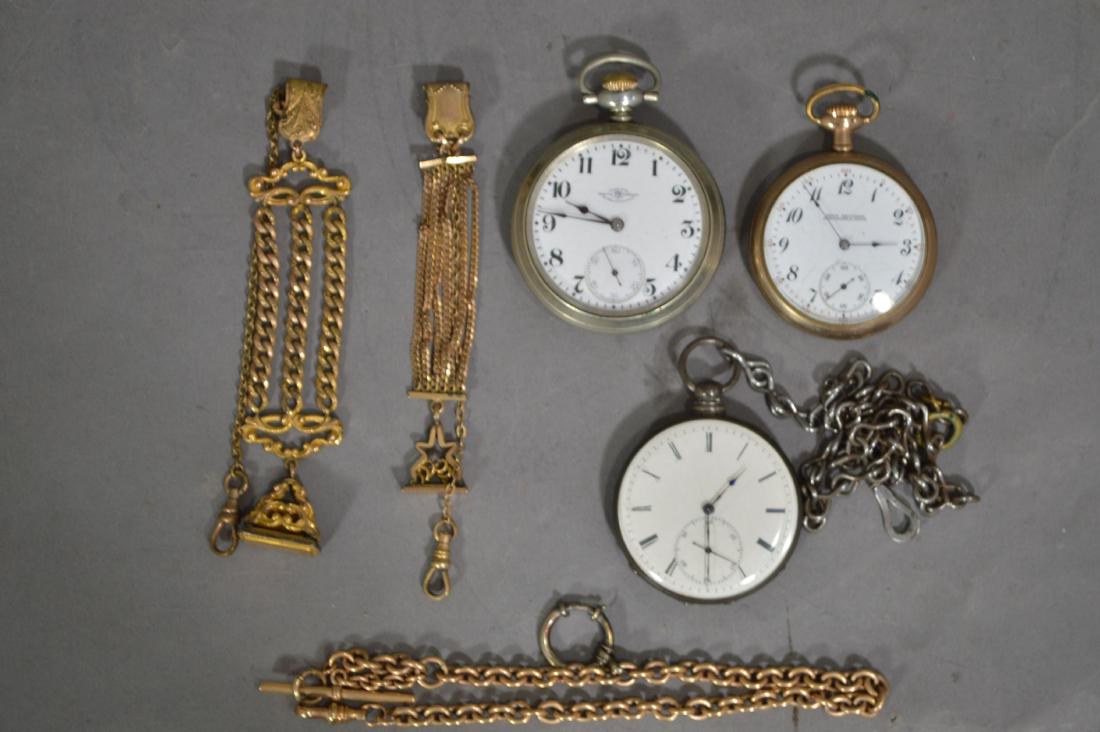 3 ANTIQUE POCKET WATCHES AND 2 VICTORIAN GOLD FILLED (1 of 1)