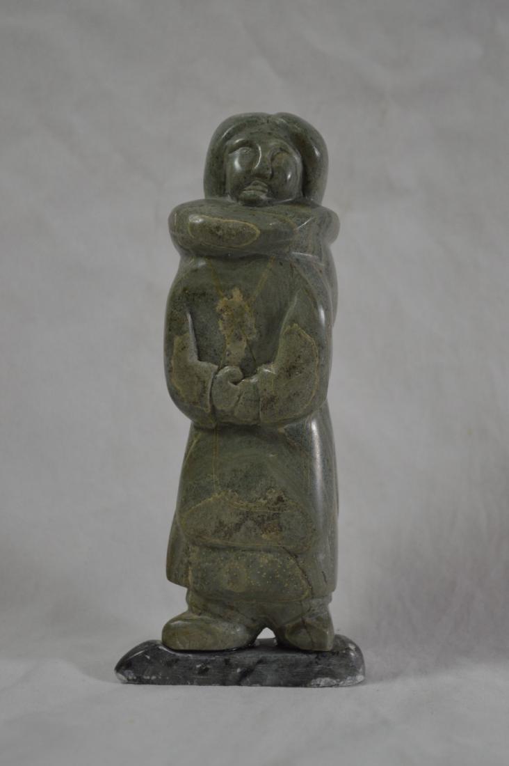 SIGNED INNUIT STONE CARVING OF A STANDING WOMAN (1 of 3)