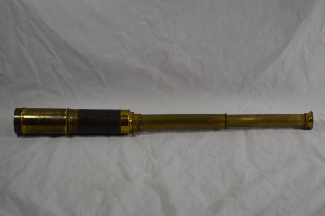 19TH CENTURY BRASS AND LEATHER SPYGLASS 22" EXTENDED: 19TH CENTURY BRASS AND LEATHER SPYGLASS 22" EXTENDED