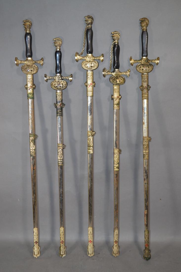 5 CEREMONIAL MASONIC SWORDS. 38" AND 35 1/2"L (1 of 7)
