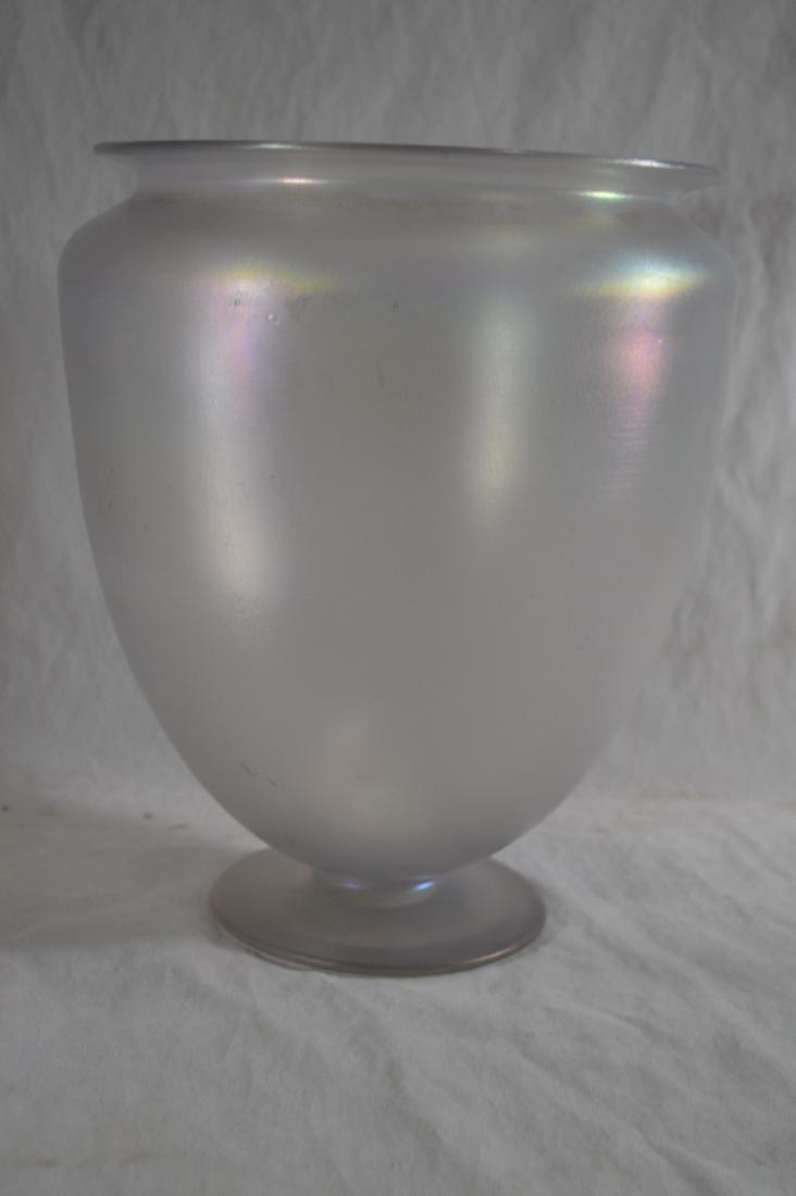 11" TALL LARGE RARE STEUBEN VERRE DE SOIE FOOTED VASE (1 of 3)
