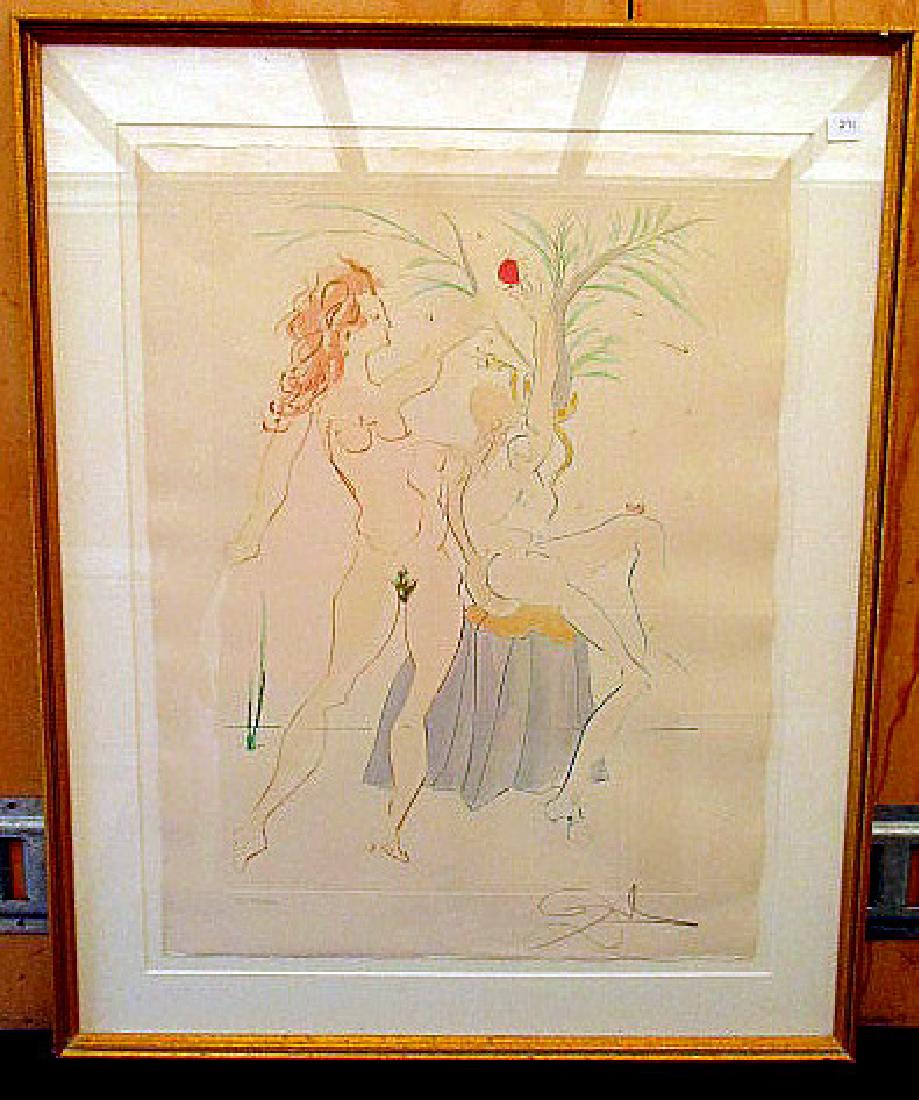 "ADAM & EVE"  98/300  SIGNED SALVADOR DALI PRINT 21"X27 (1 of 3)