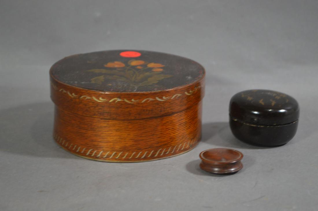 TREENWARE SNUFF BOX AND SMALL PAINTED PANTRY BOX. 5 (1 of 5)