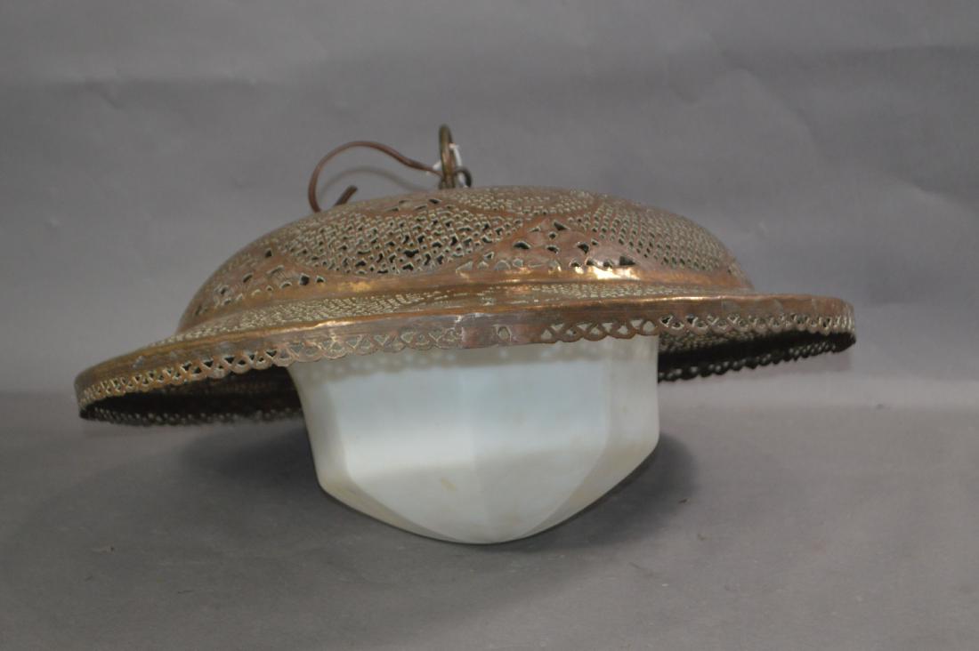 ANTIQUE PERSIAN COPPER CEILING LAMP. 18"D (1 of 3)